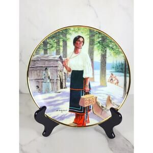 Noble American Indian Women Lily Of The Mohawks 8 1/2" Wall Deco Plate 1989 Vtg